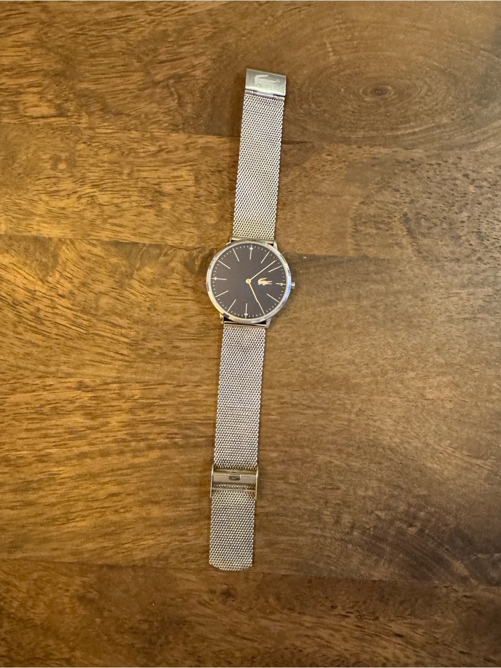 Lacoste - Menโs Silver Mesh Band Watch Black Dial โ Needs Battery